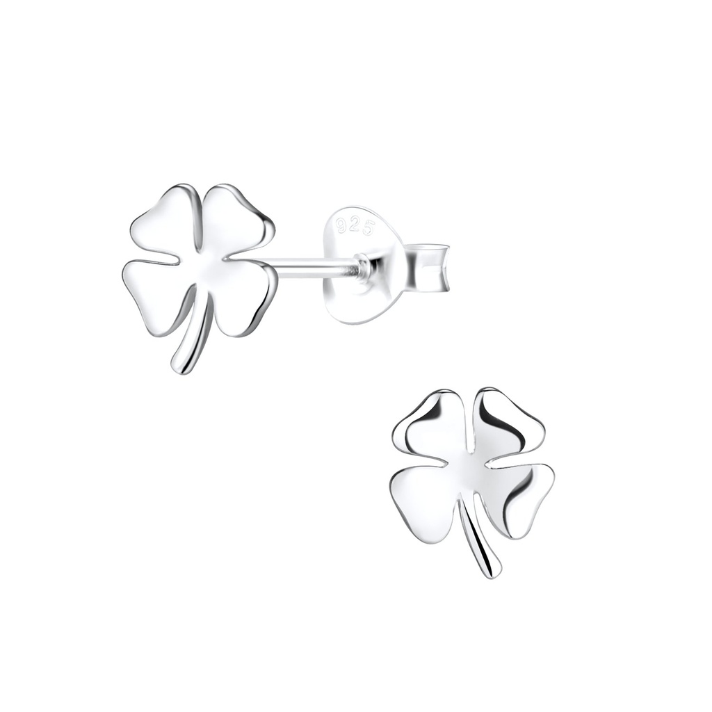 Puces d'oreilles trèfle en argent