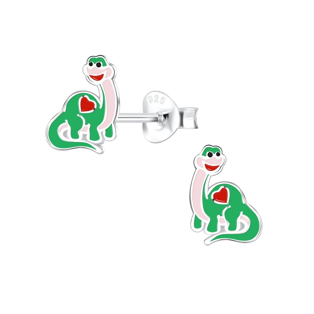 Puces d'oreilles dinosaure brachiosaure en argent