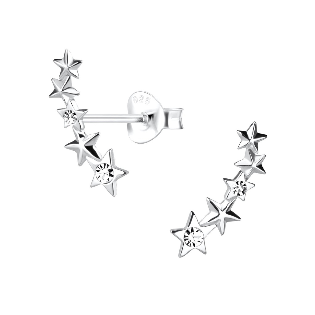 Silver Star Crystal Stud Earrings