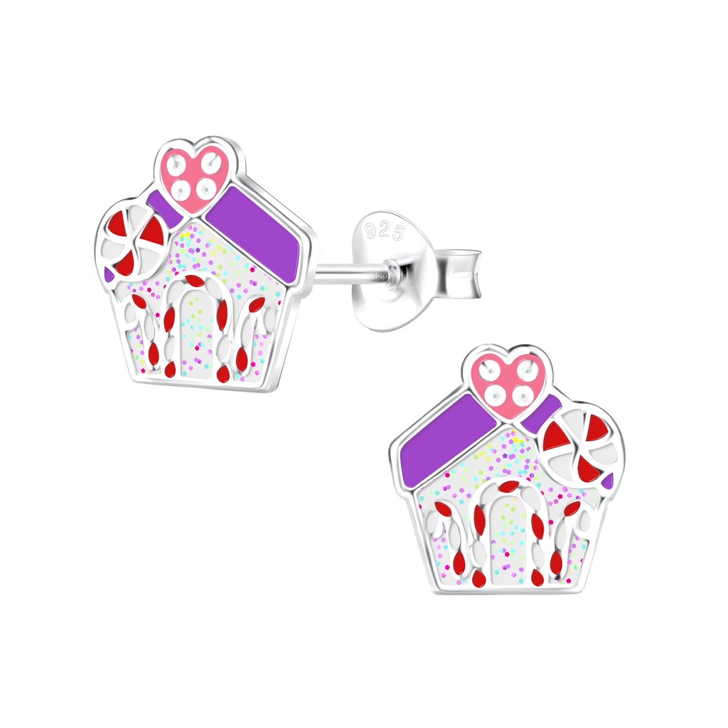 Puces d'oreilles maison pain d'épice en argent