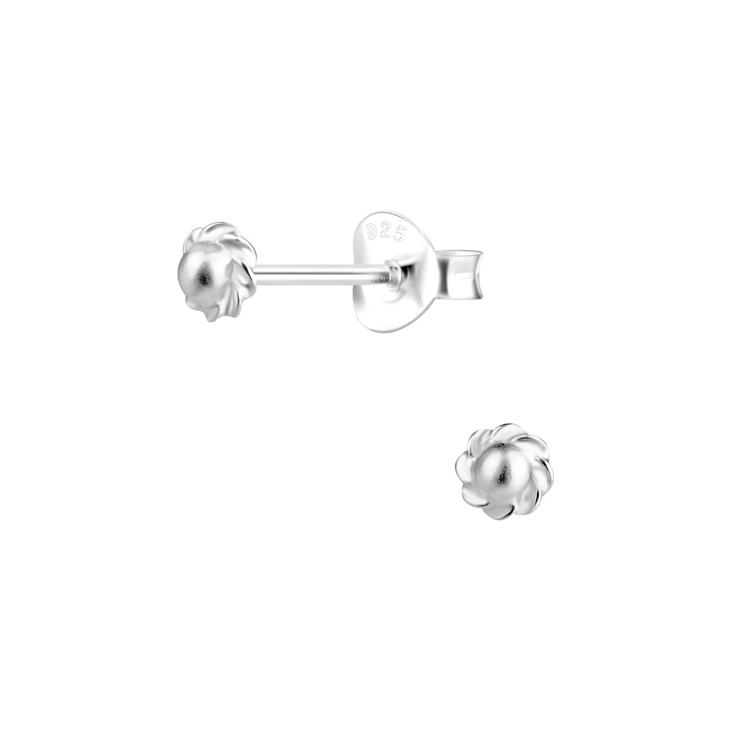Silver Twisted Ball Stud Earrings