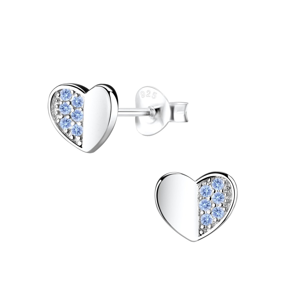 Puces d'oreilles cœur en argent