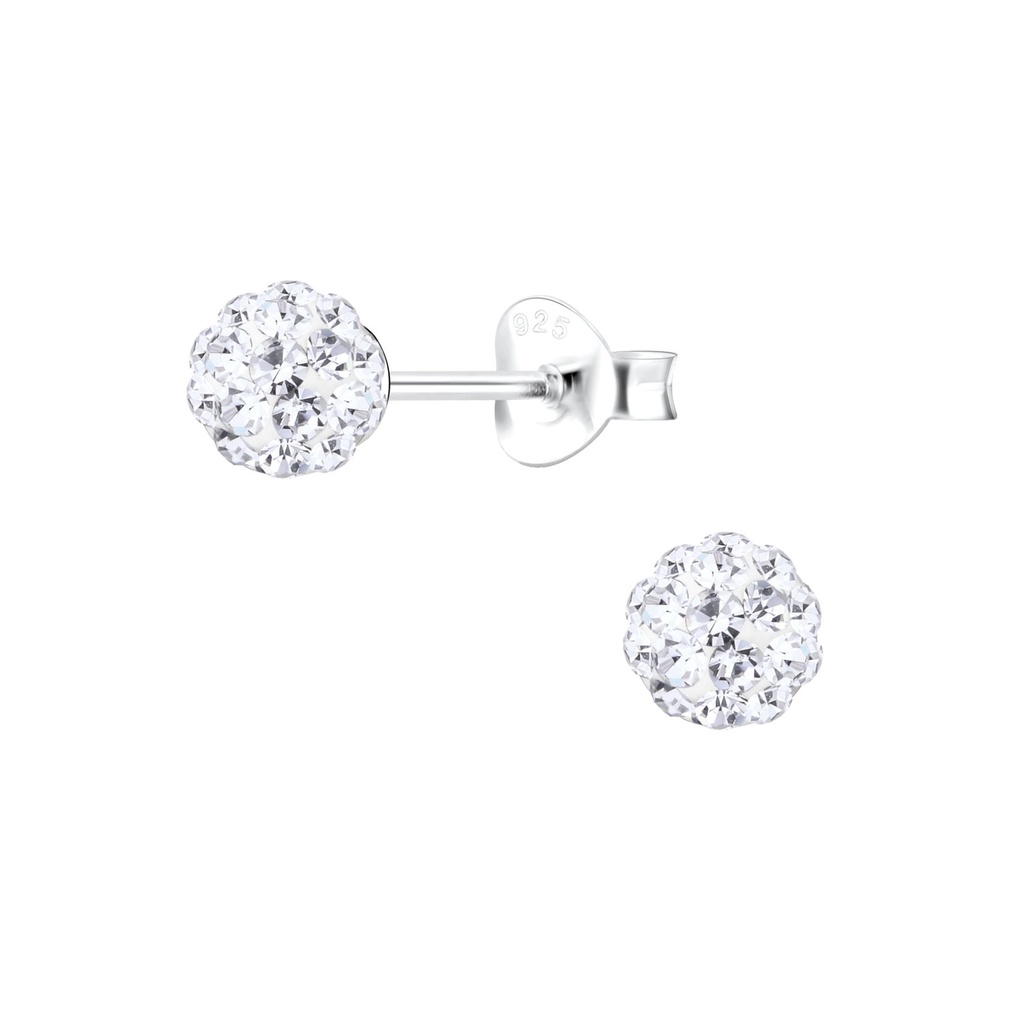 [10018639] Puces d'oreilles boule en argent cristal 5 mm