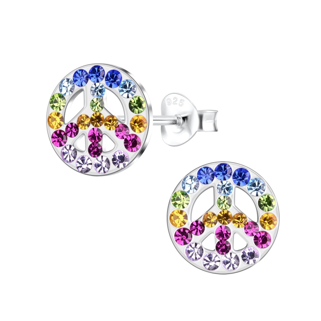 Puces d'oreilles signe de paix en argent