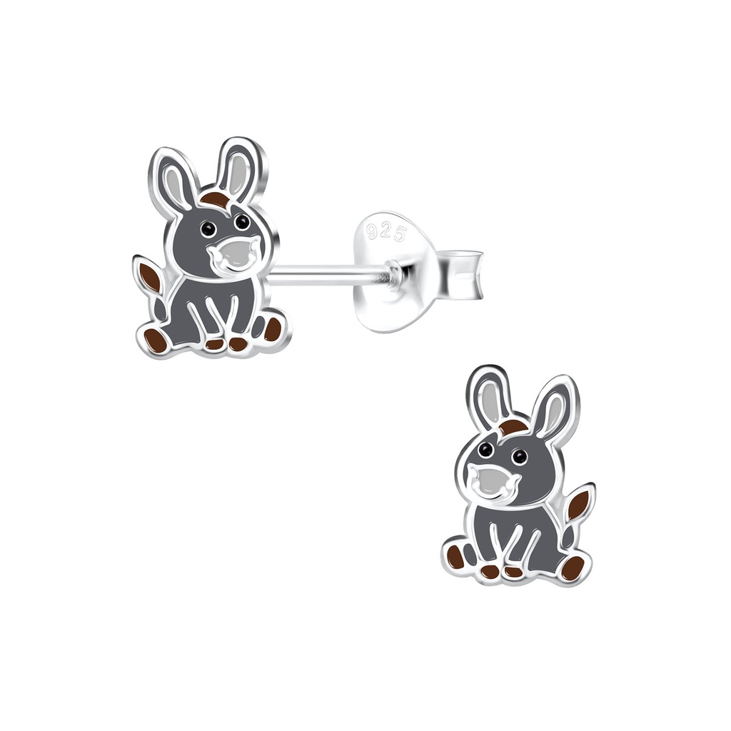 [10017277] Silver Donkey Stud Earrings