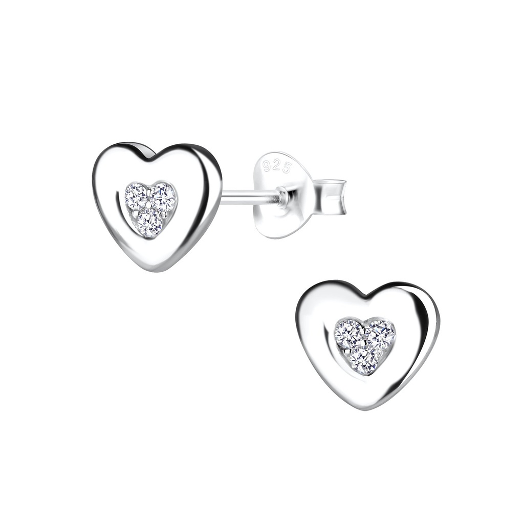 Puces d'oreilles cœur en argent