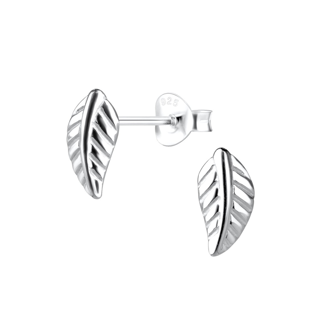 [10019079] Puces d'oreilles feuille en argent