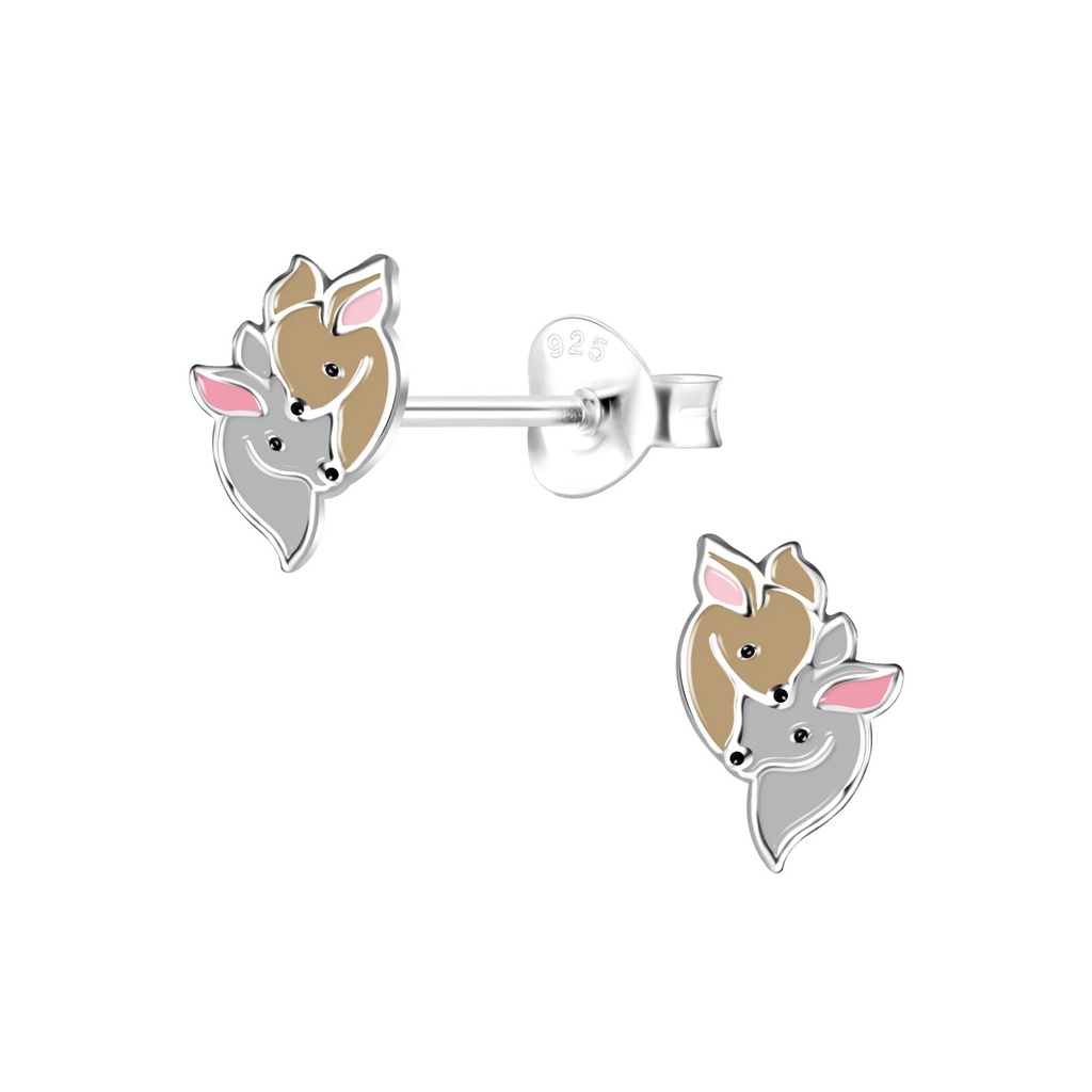 Silver Deer Stud Earrings