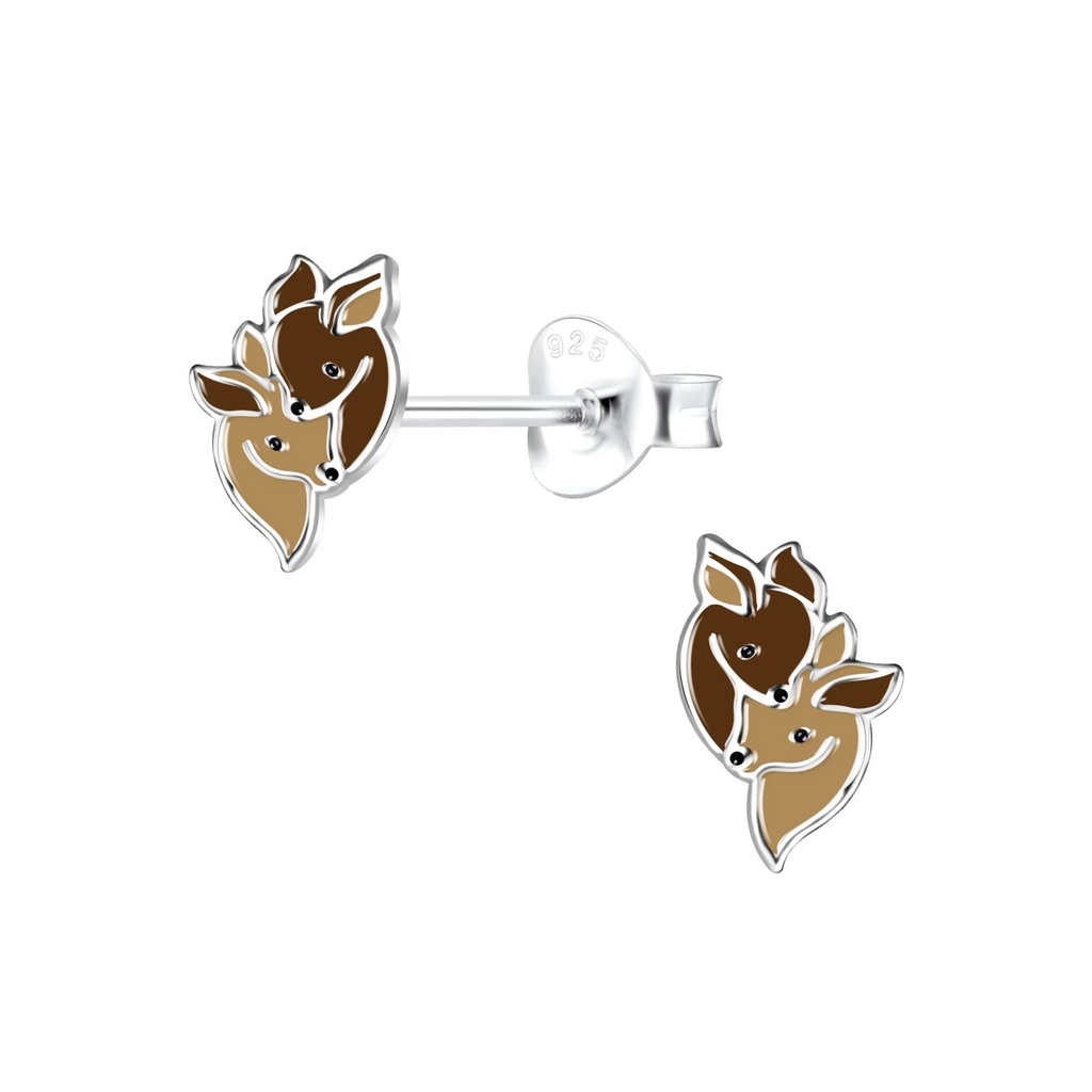 Silver Deer Stud Earrings