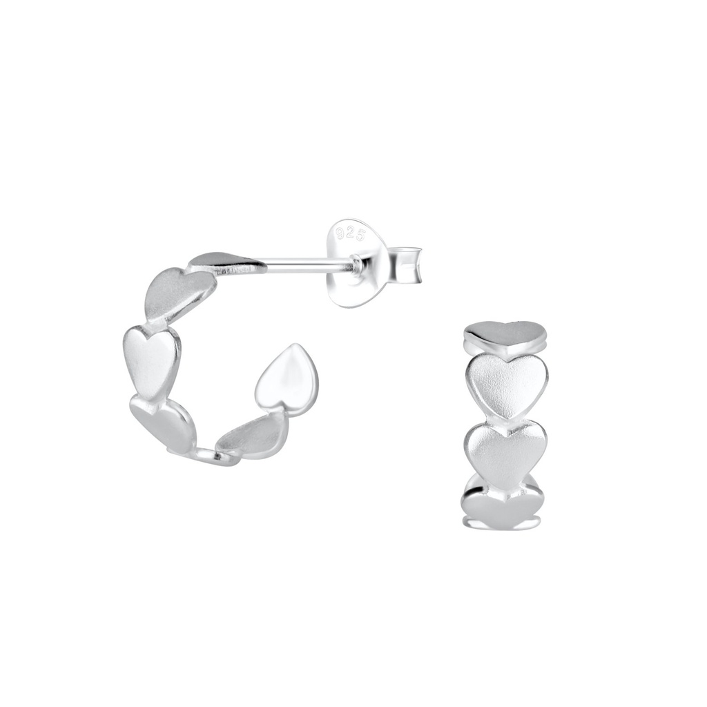 Puces d'oreilles demi-créole cœur en argent
