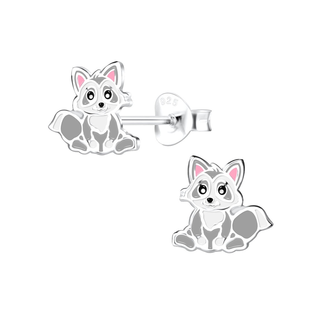 Puces d'oreilles raton laveur en argent