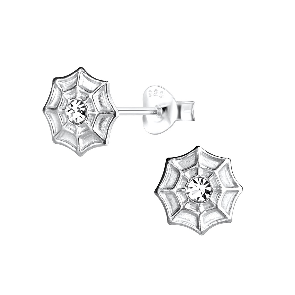 Puces d'oreilles toile d'araignée en argent