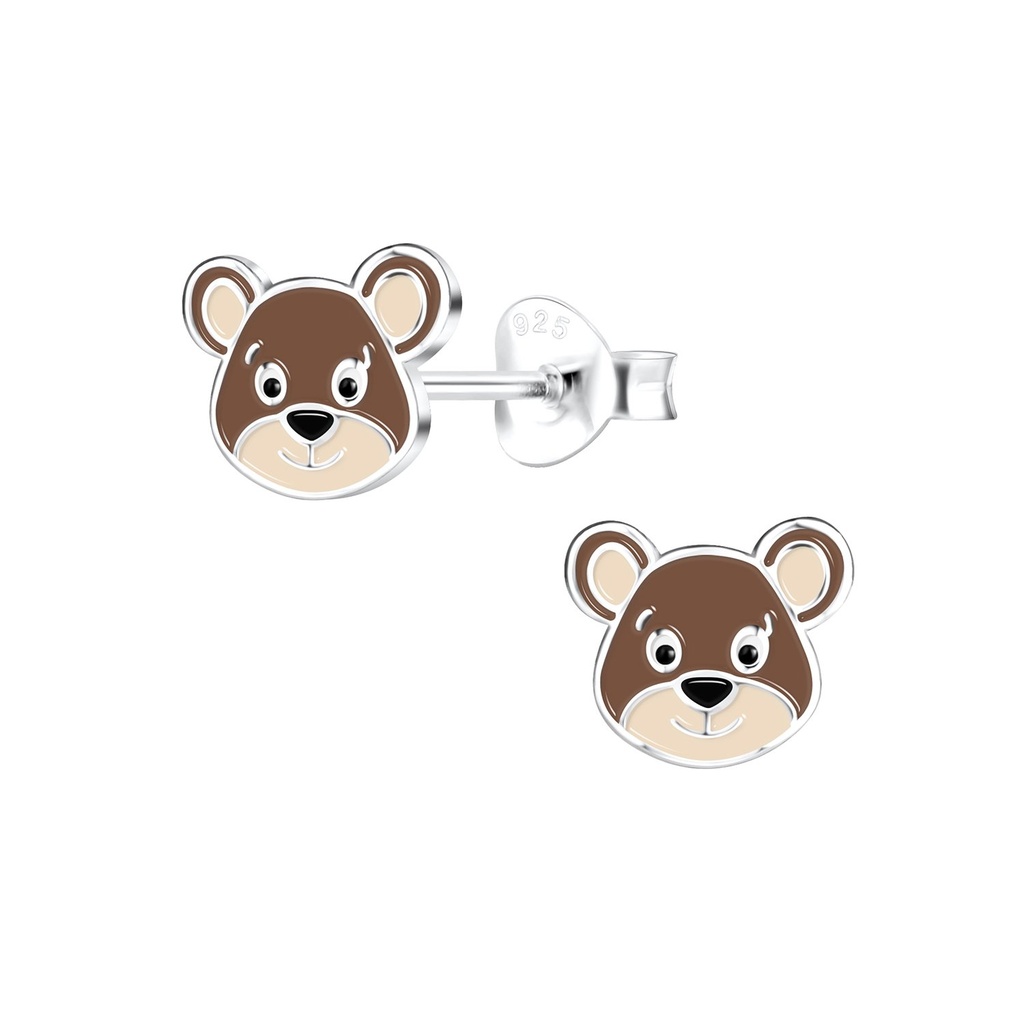 Puces d'oreilles ours en argent