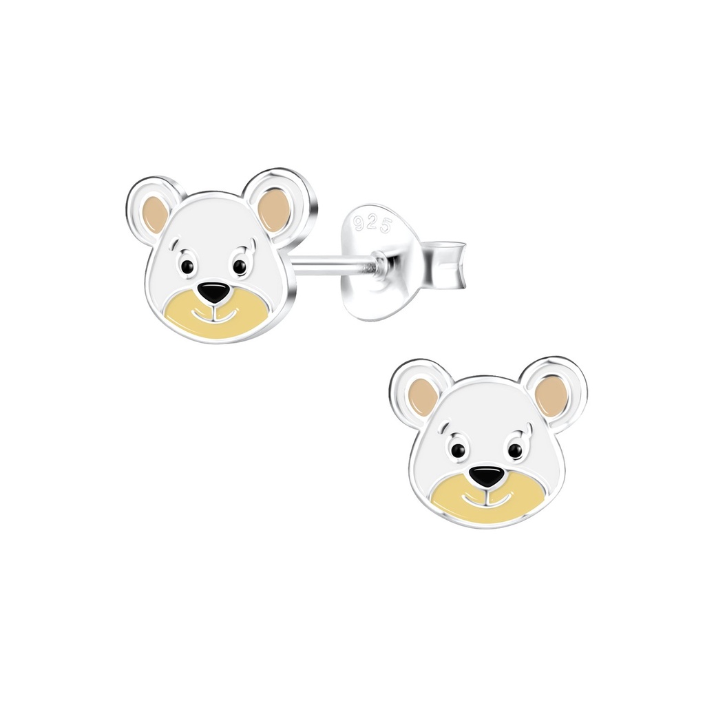Silver Bear Stud Earrings