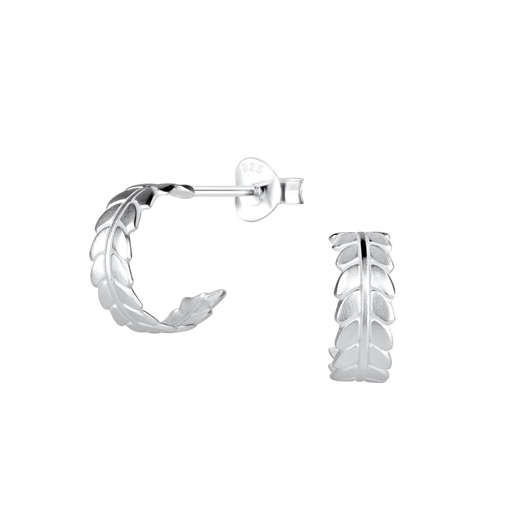 [10016373] Silver Half Hoop Stud Earrings