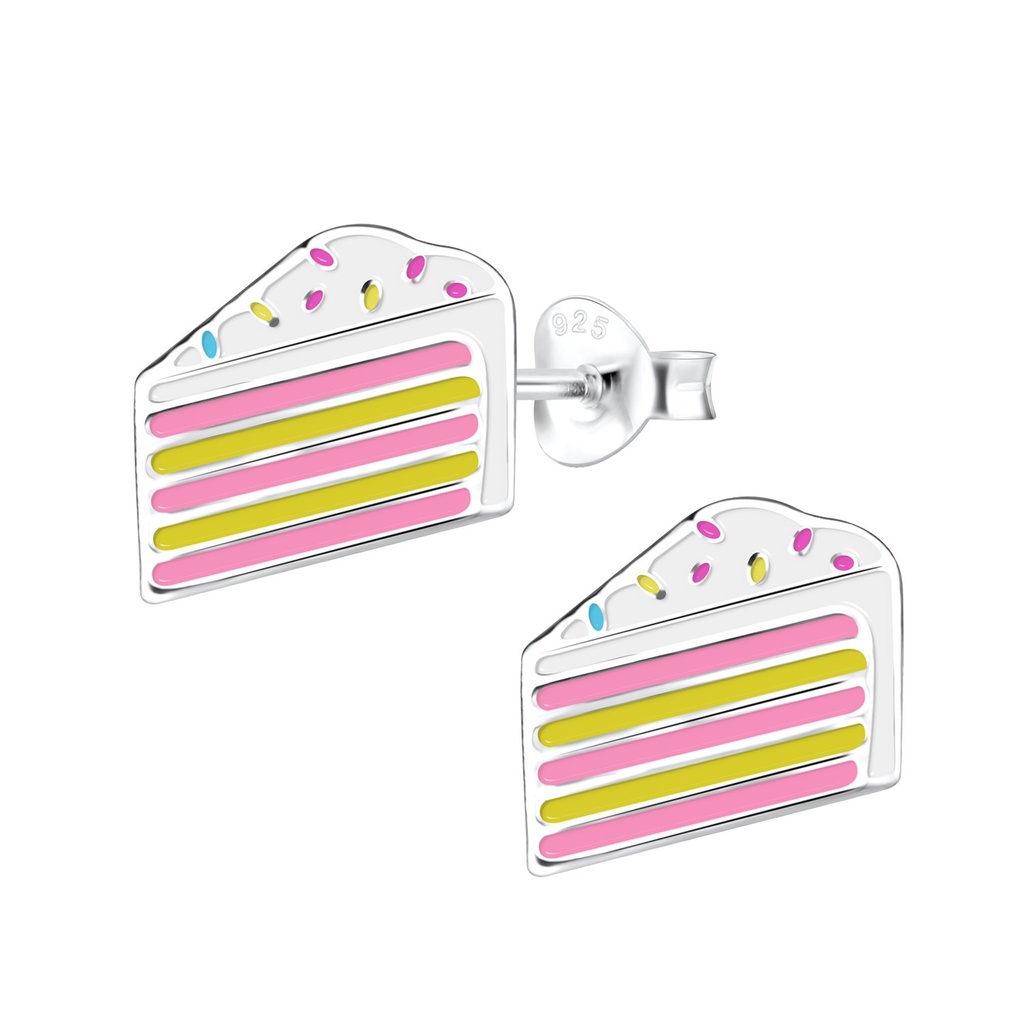 Silver Cake Stud Earrings
