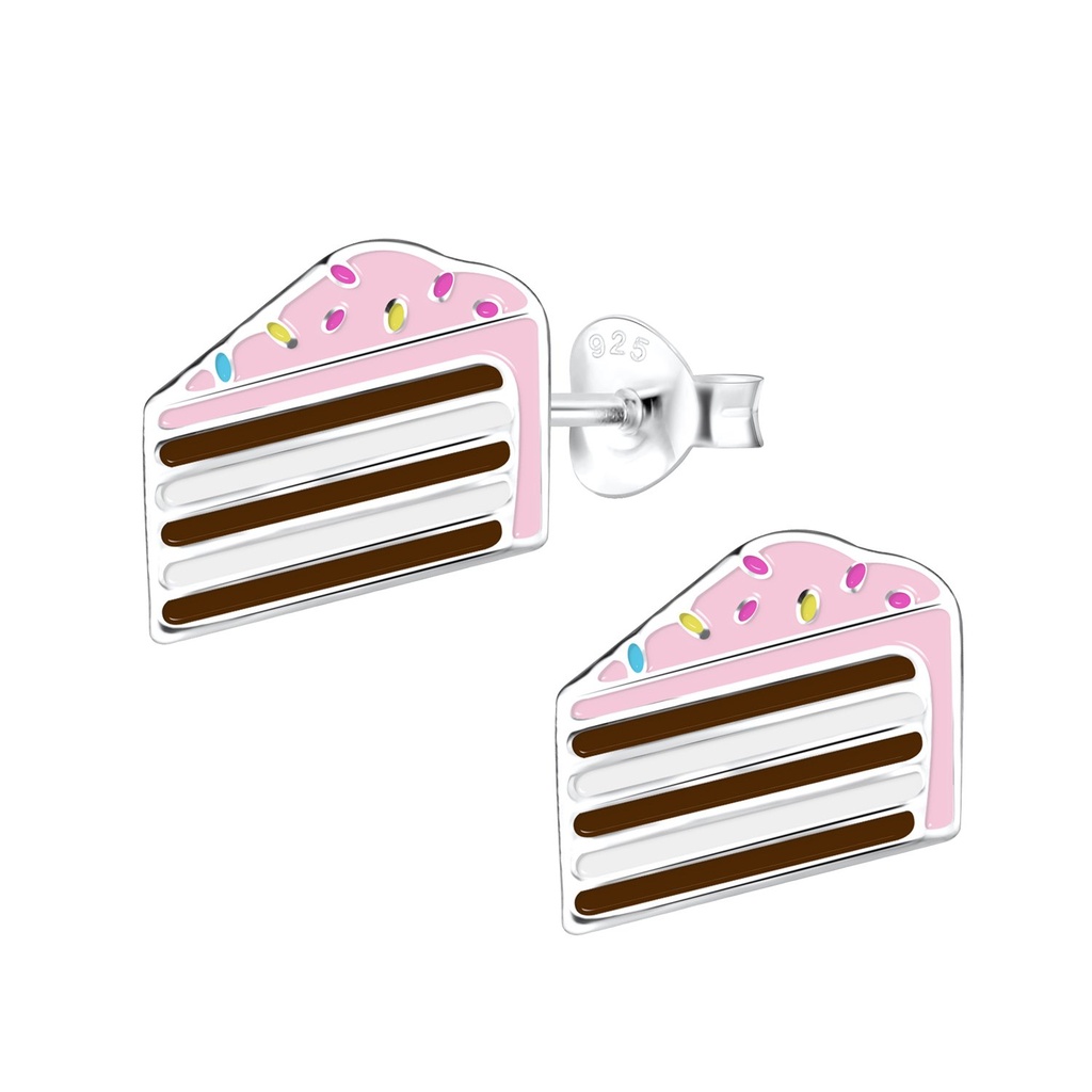Silver Cake Stud Earrings