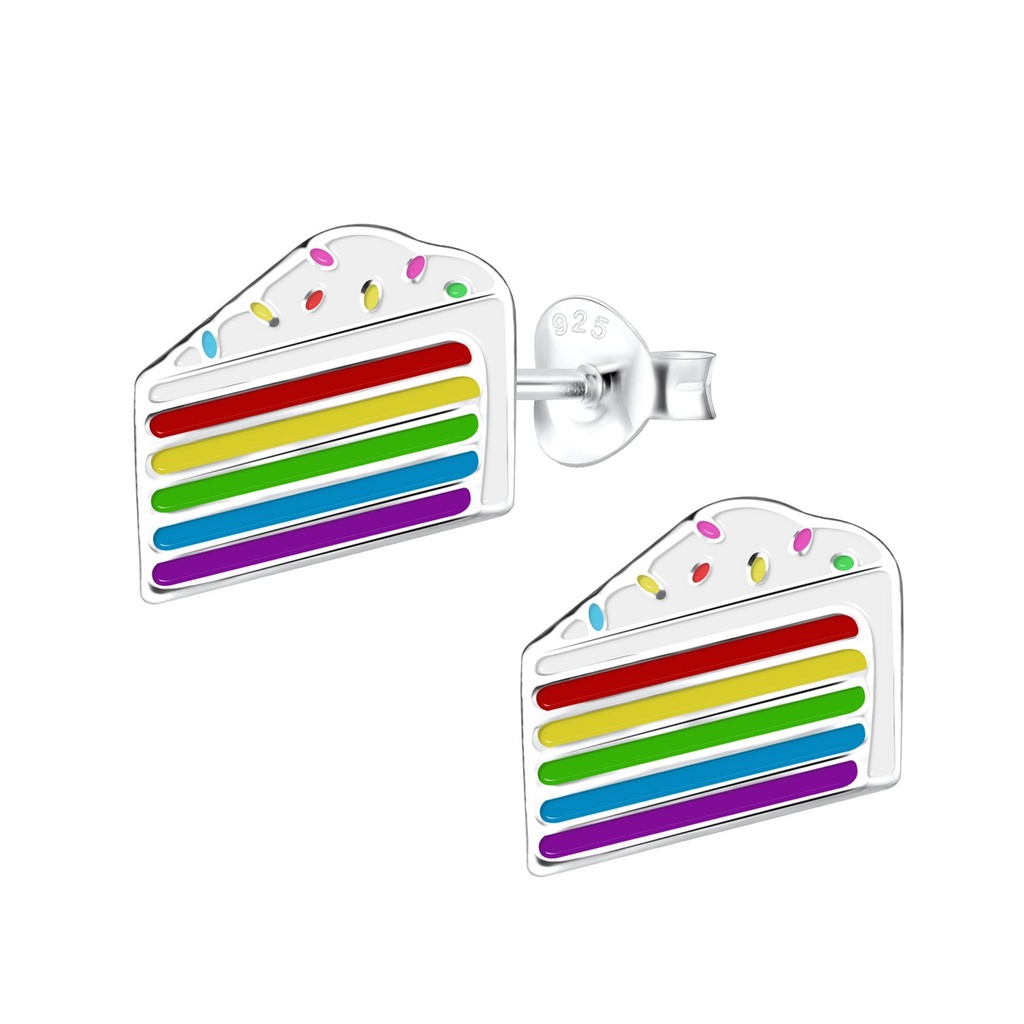 Silver Cake Stud Earrings
