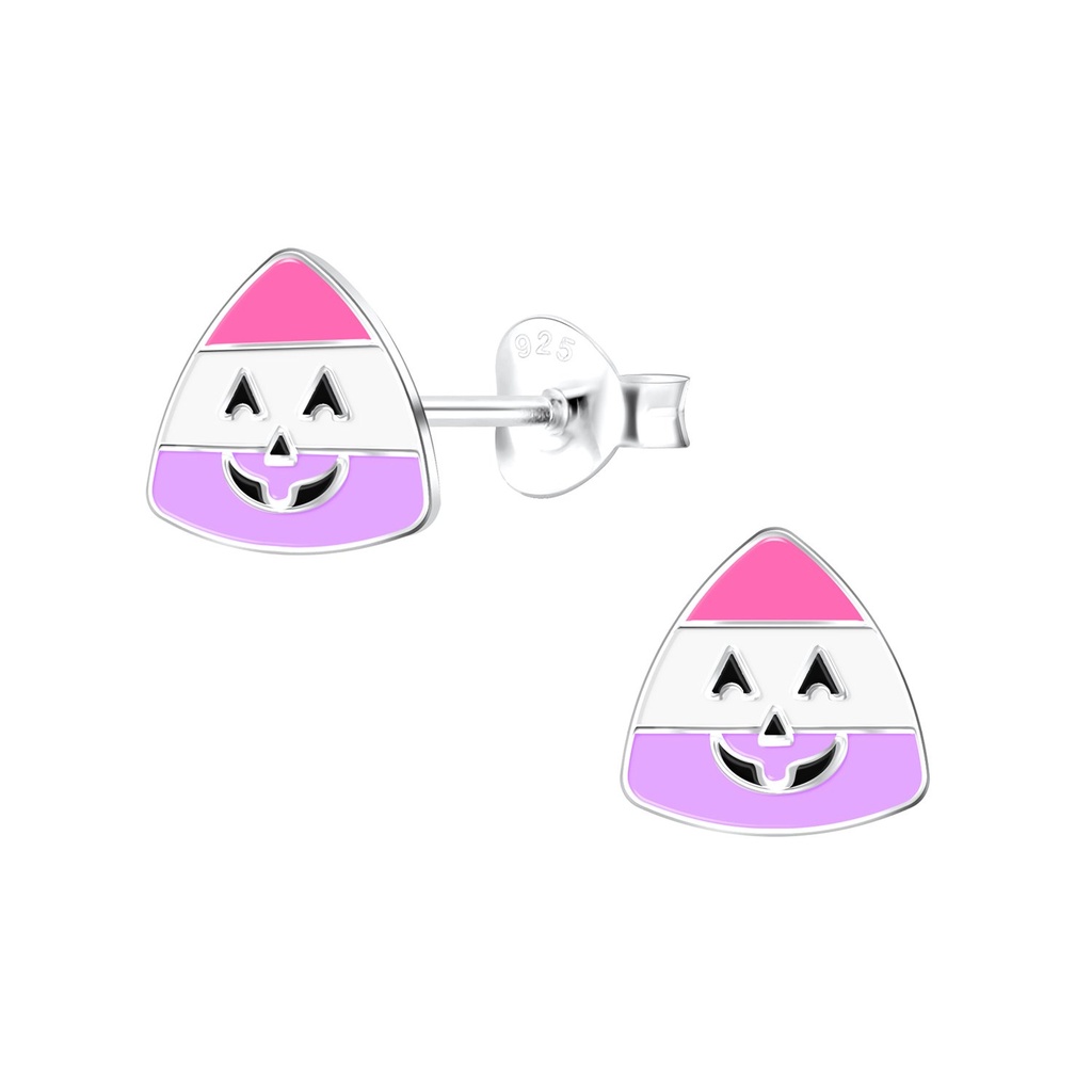 Silver Candy Corn Stud Earrings
