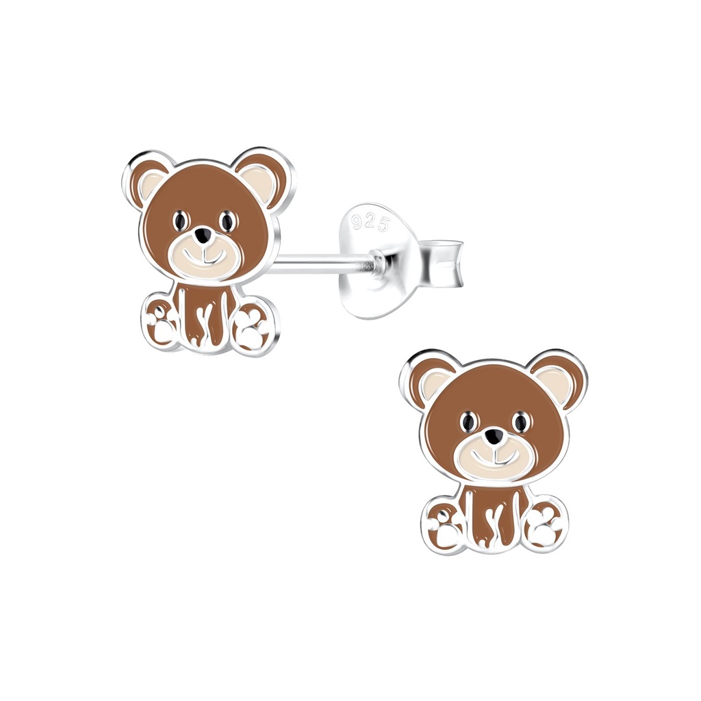 Silver Bear Stud Earrings