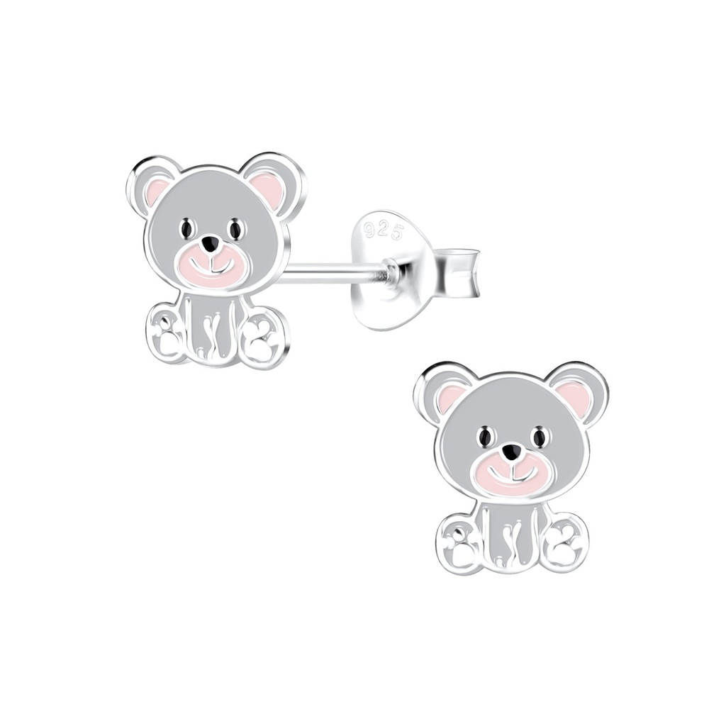 Puces d'oreilles ours en argent