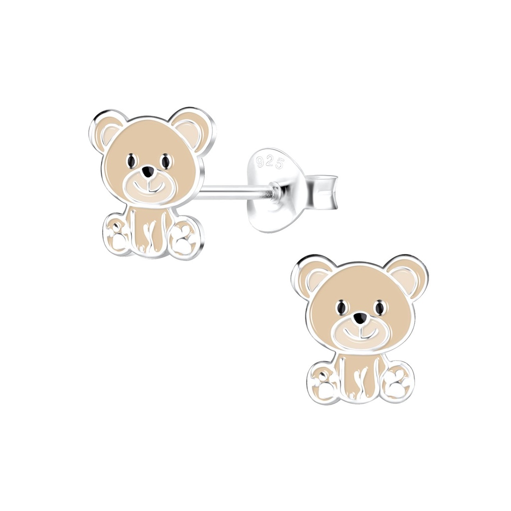 Silver Bear Stud Earrings