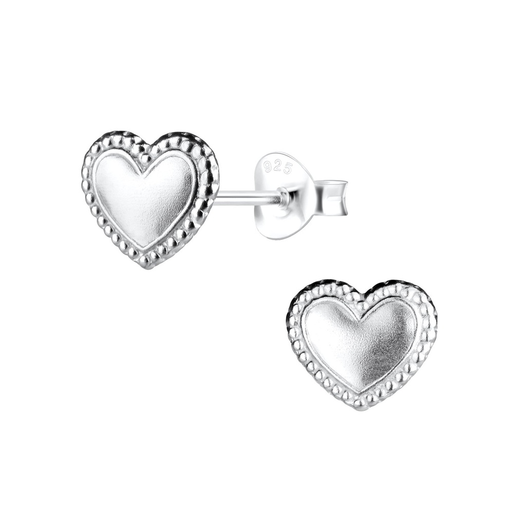 Silver Heart Stud Earrings
