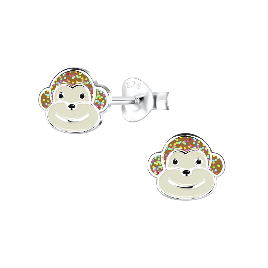 [10015682] Puces d'oreilles singe en argent
