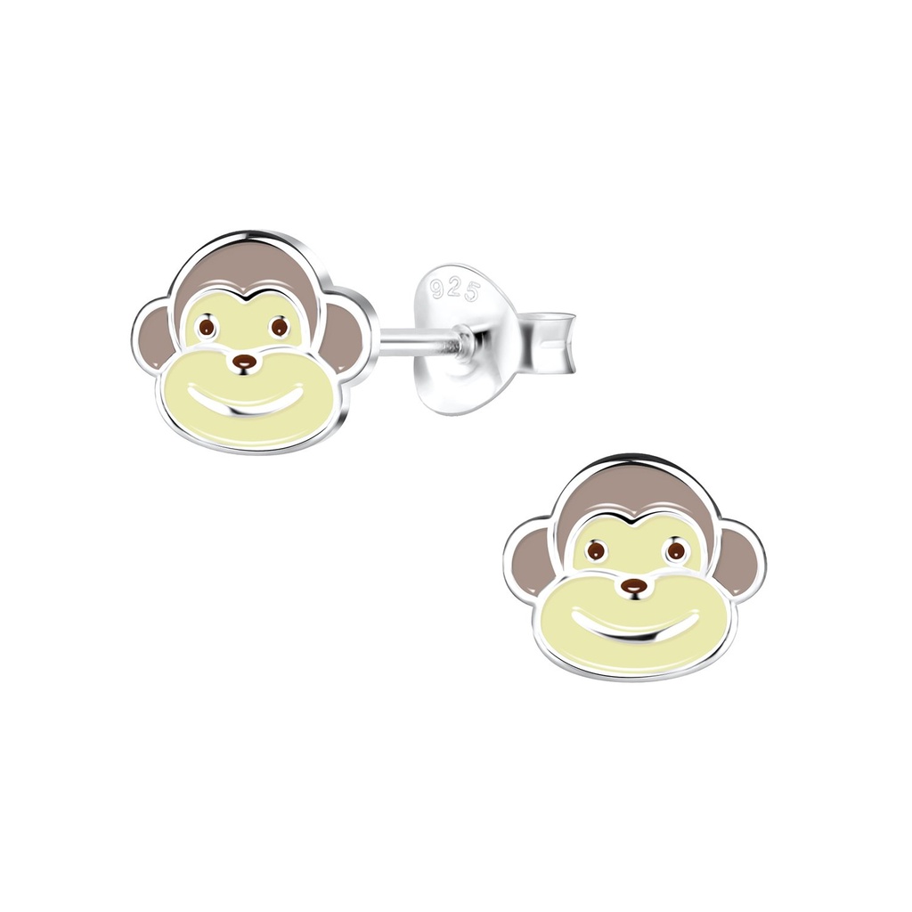 Silver Monkey Stud Earrings