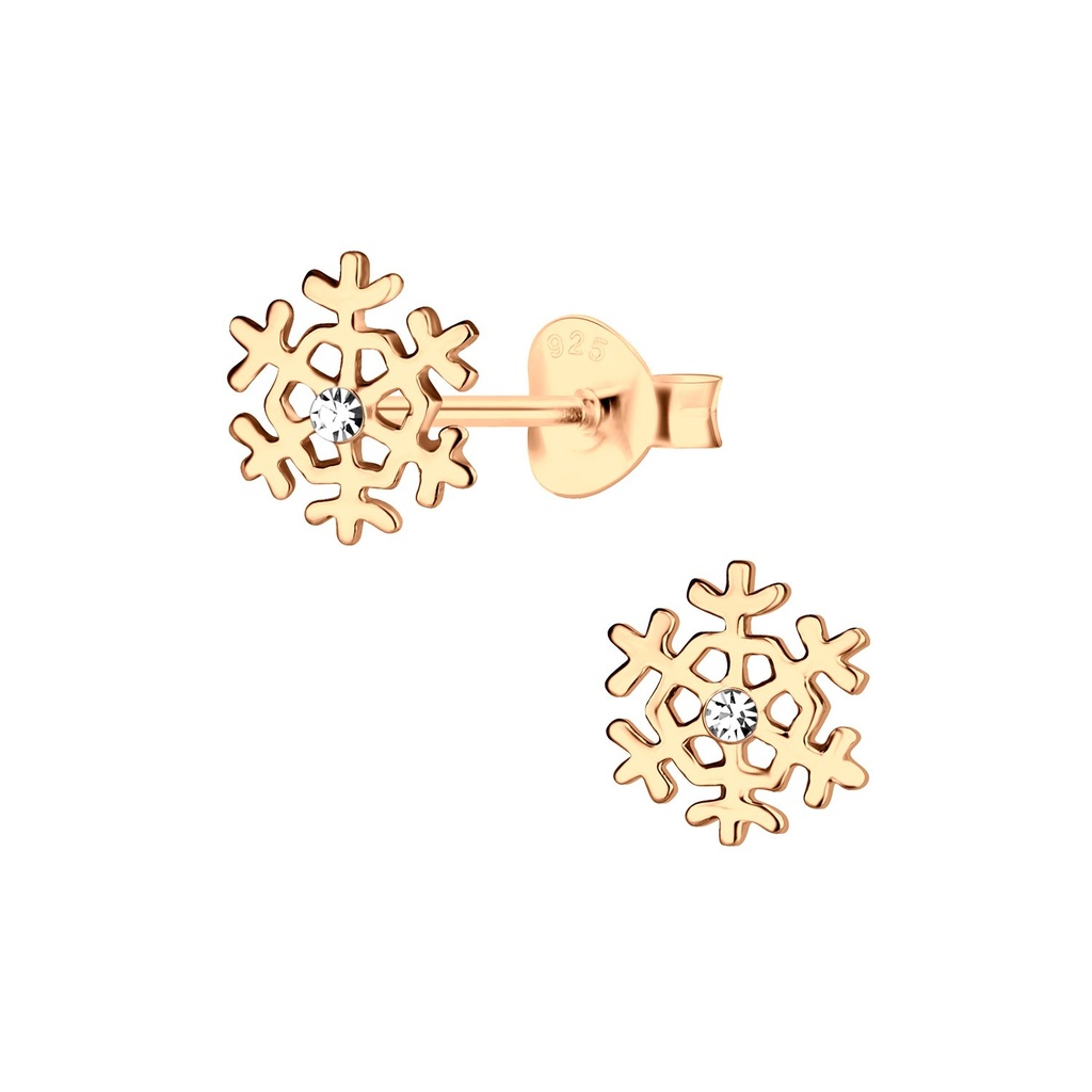 [10015601] Puces d'oreilles flocon de neige en argent cristal