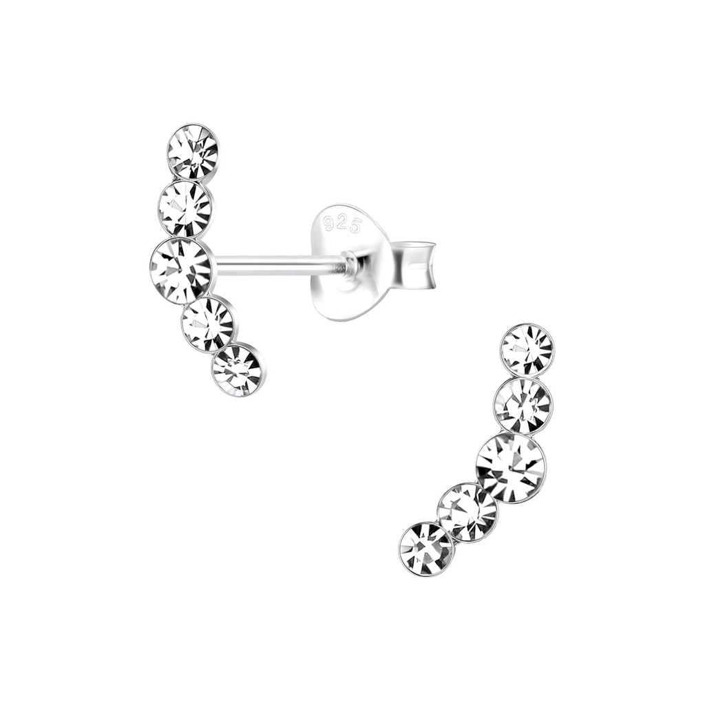 Puces d'oreilles courbées en argent cristal
