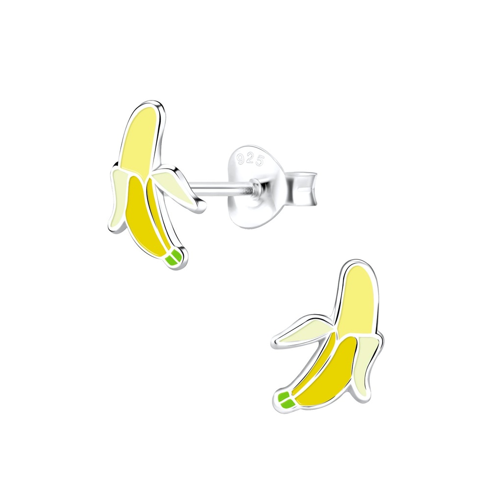 Silver Banana Stud Earrings