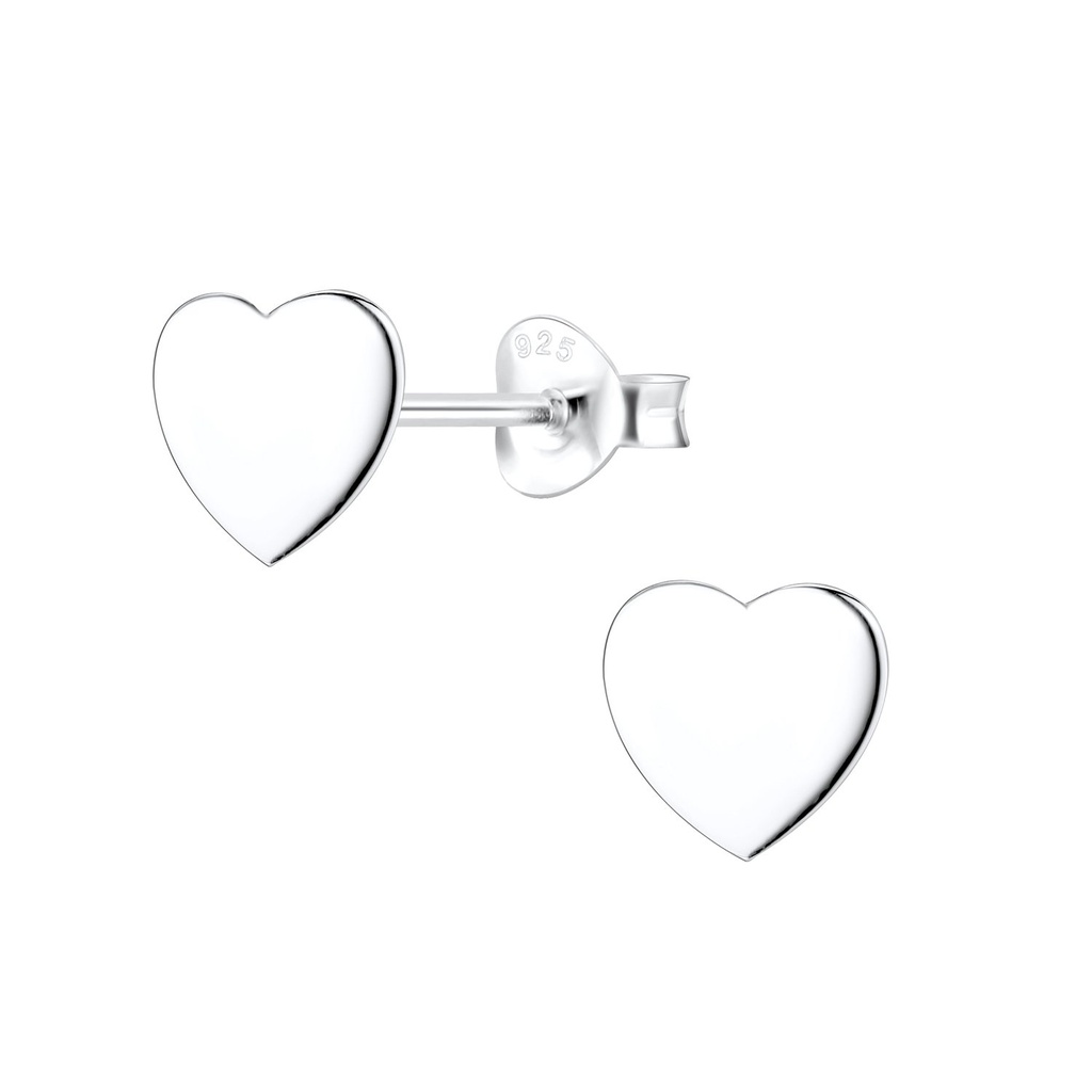 Silver Heart Stud Earrings