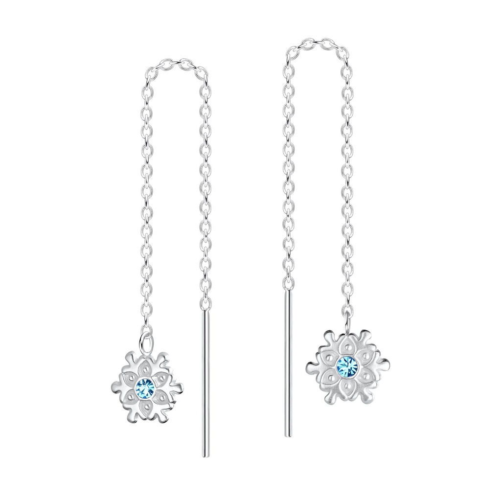 Silver Thread Through Snowflake Earrings