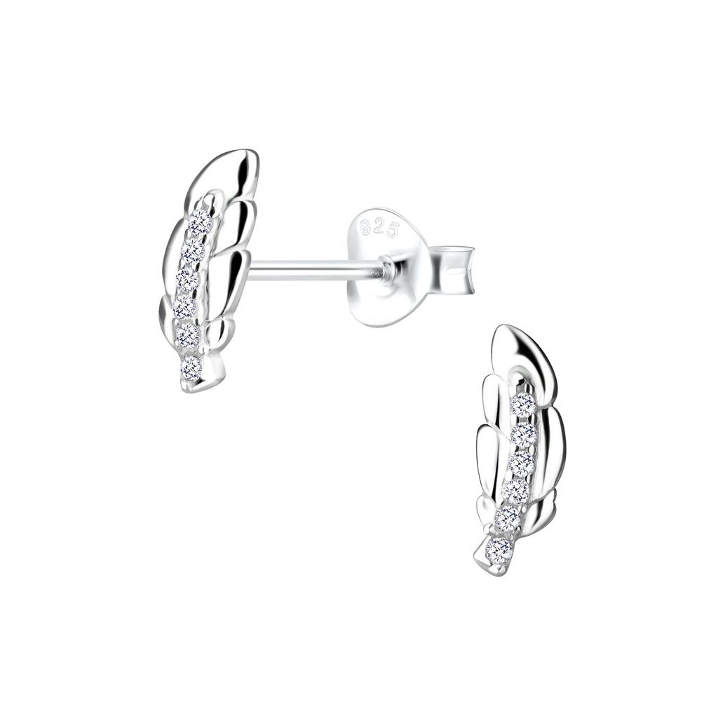 Puces d'oreilles plume en argent