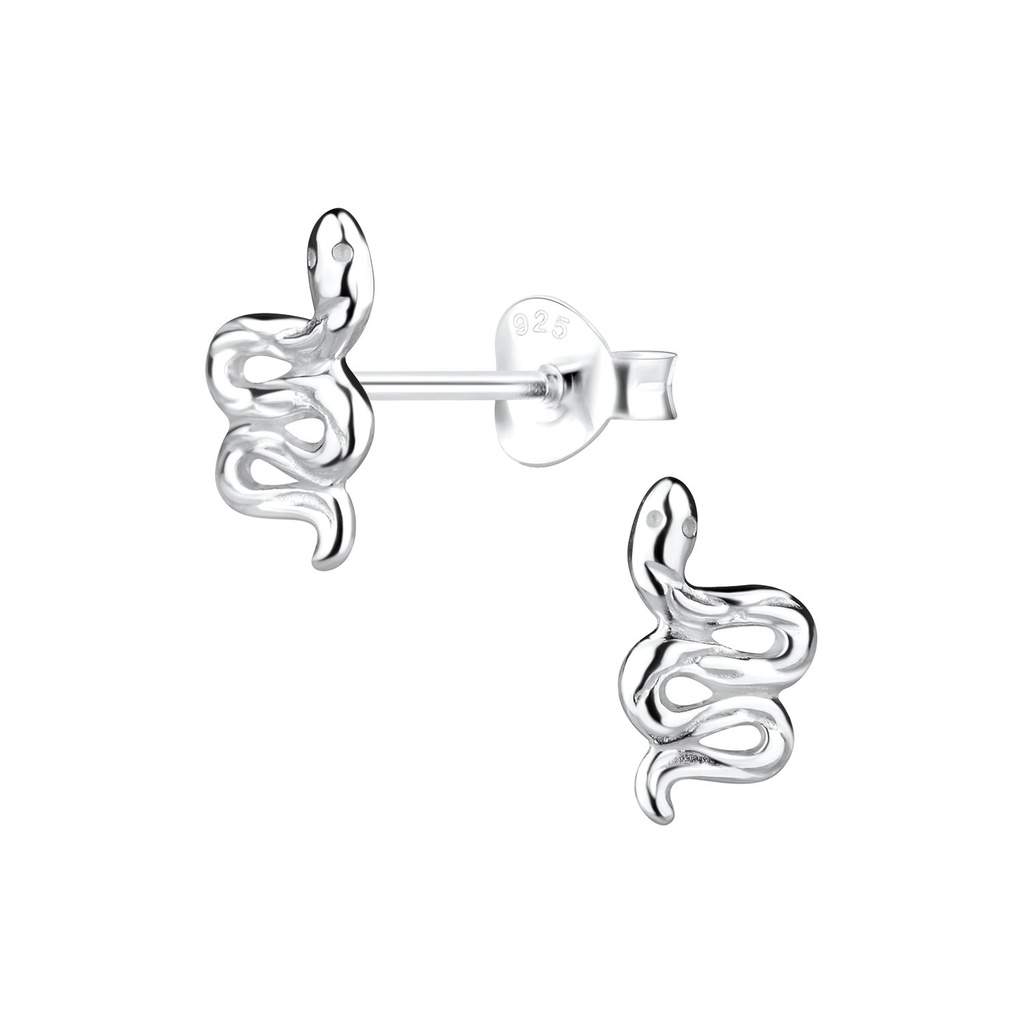 [10019081] Silver Snake Stud Earrings