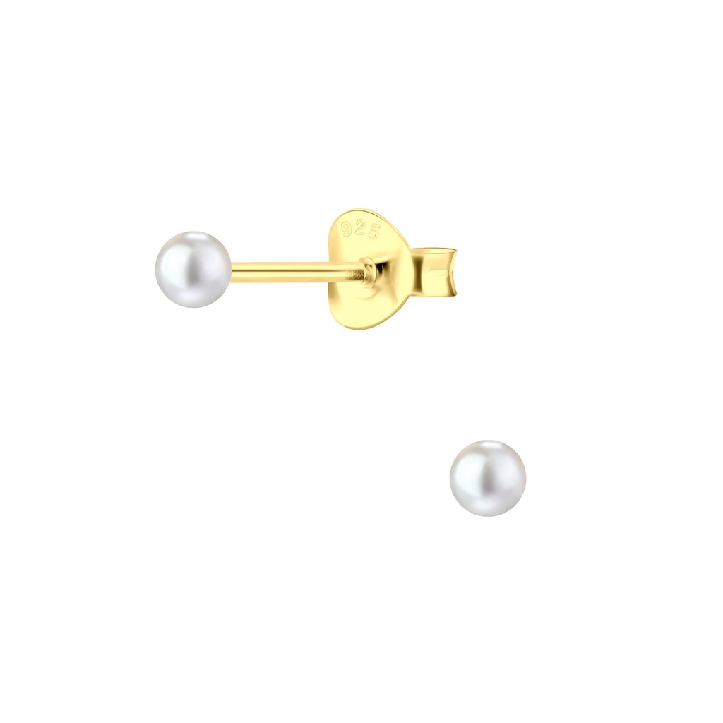 3mm Pearl Silver Stud Earrings