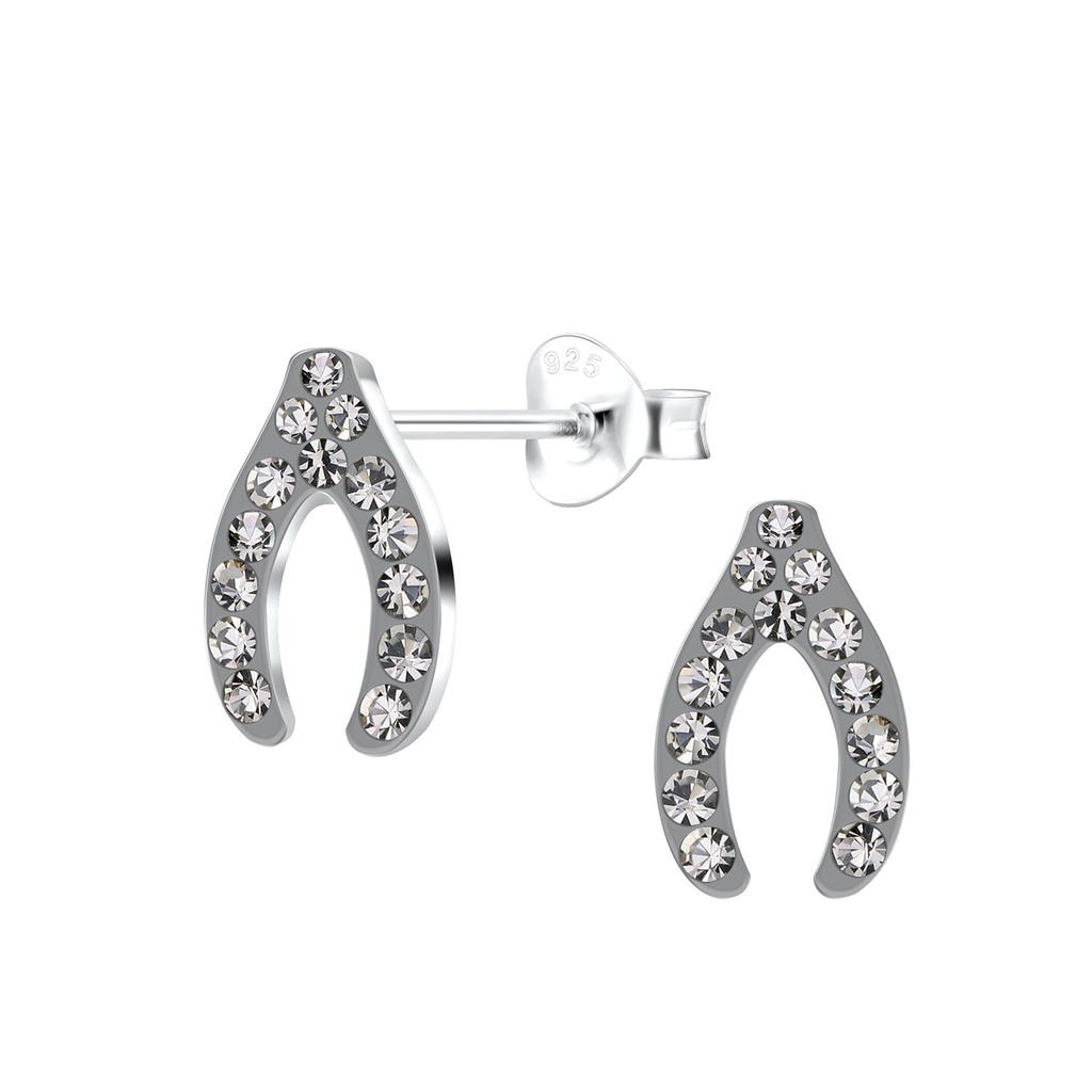 Puces d'oreilles wishbone en argent cristal