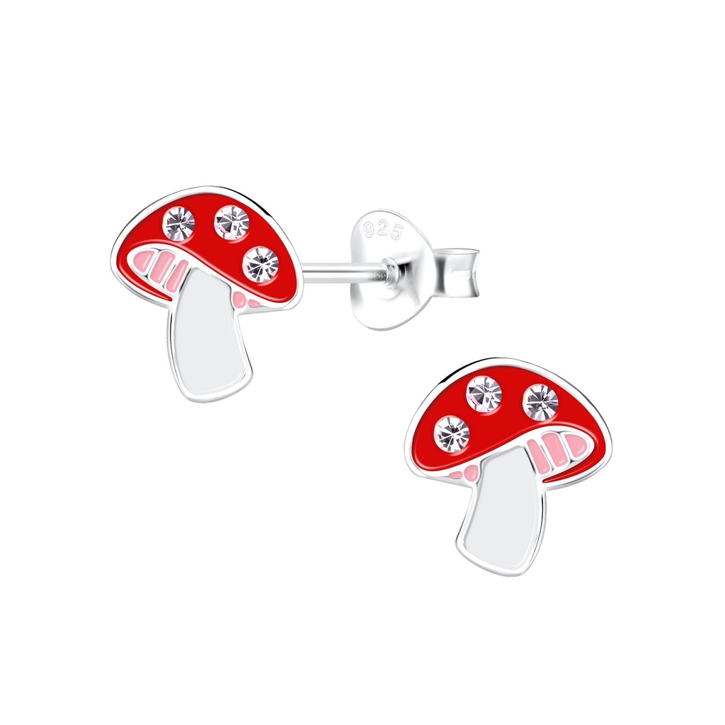 Silver Mushroom Stud Earrings