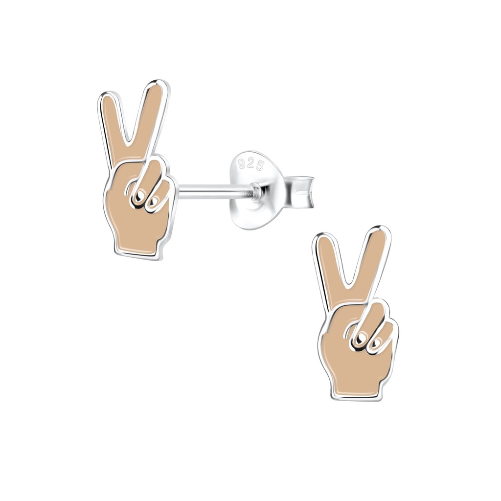 Silver Peace Sign Stud Earrings