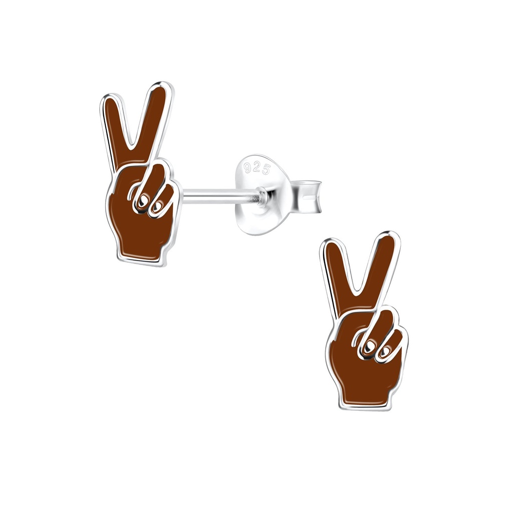 Puces d'oreilles signe de paix en argent