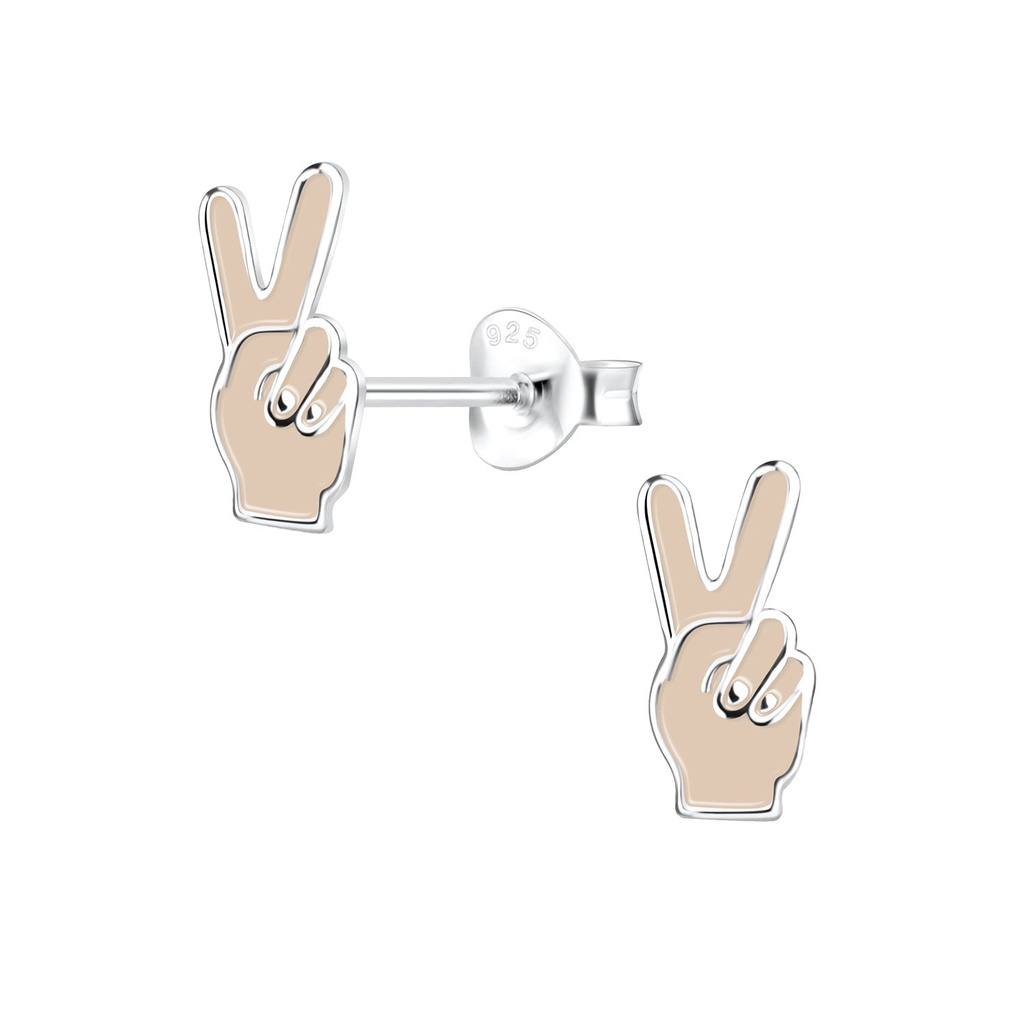 Puces d'oreilles signe de paix en argent