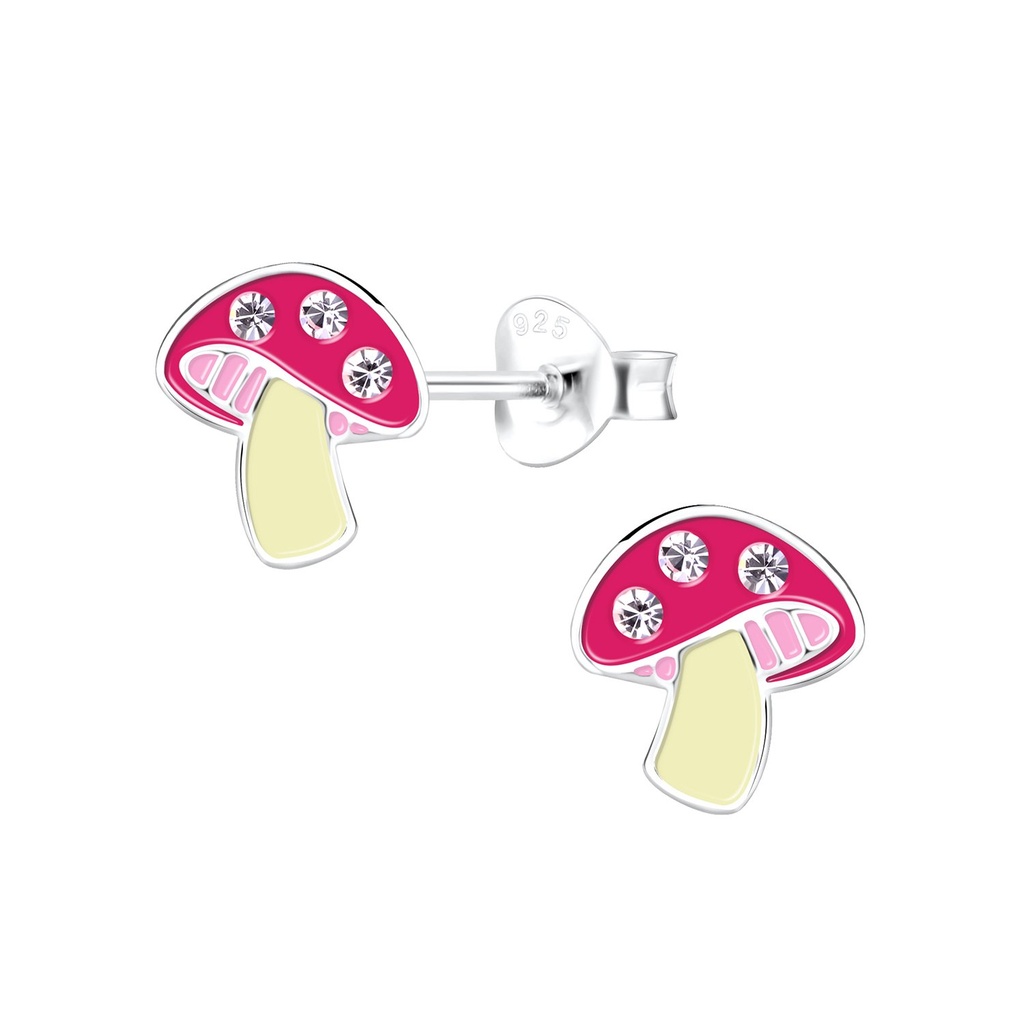 Silver Mushroom Stud Earrings