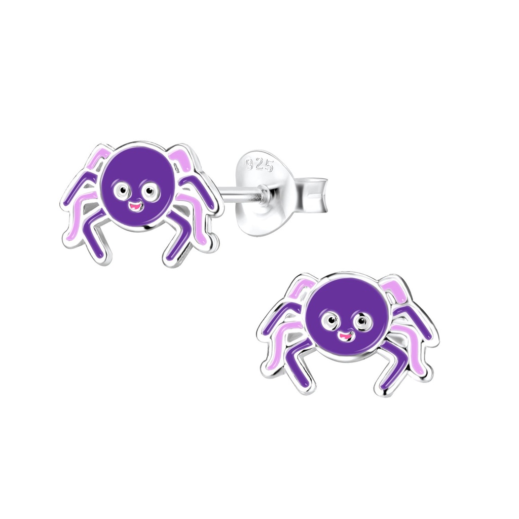Puces d'oreilles araignée en argent