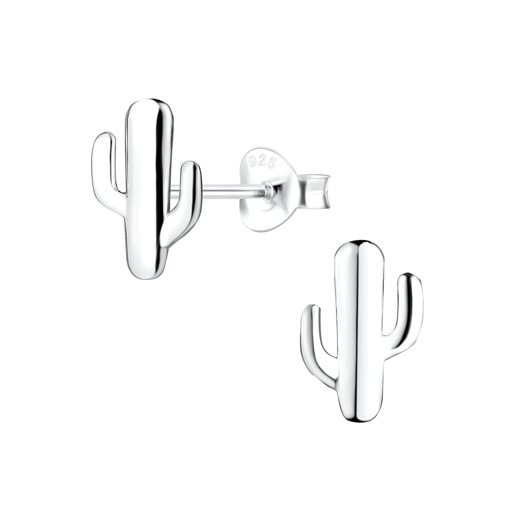 Puces d'oreilles cactus en argent