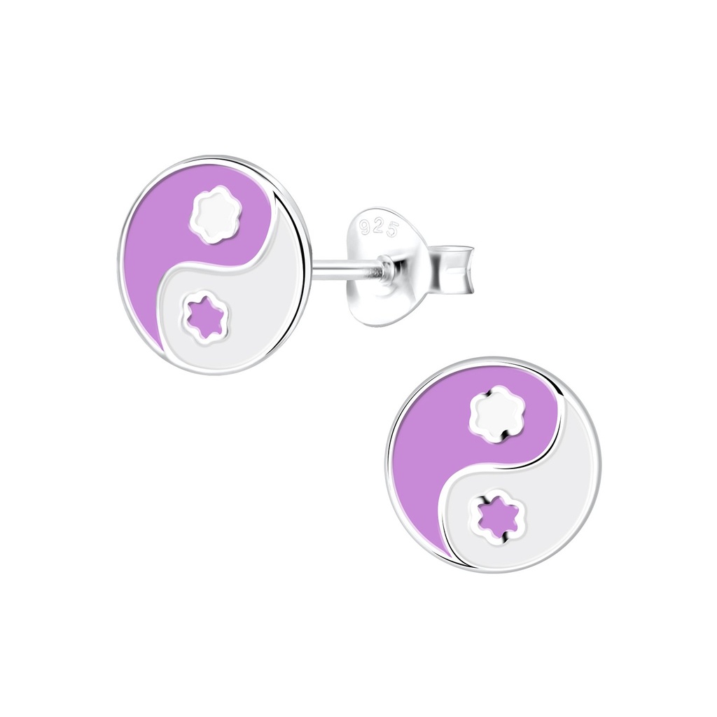 Silver Yin Yang Stud Earrings