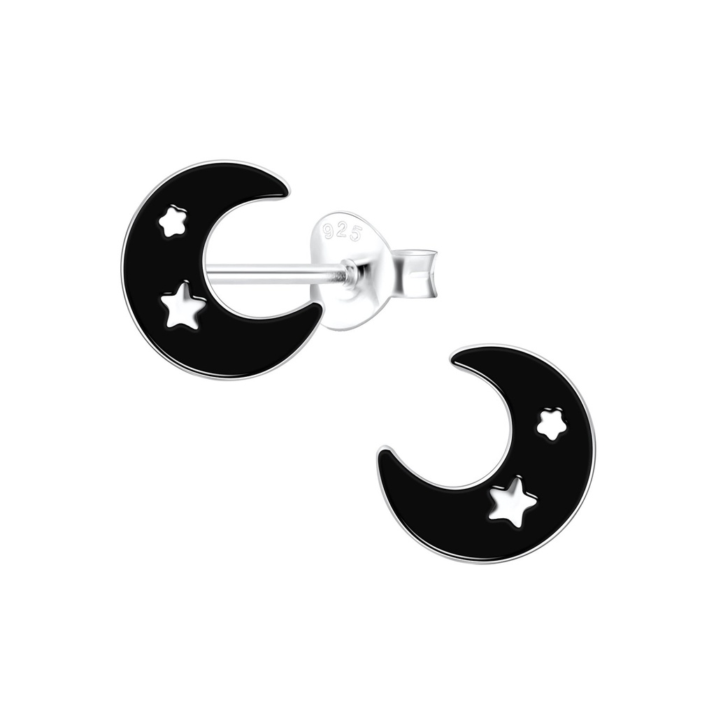 Silver Moon Stud Earrings