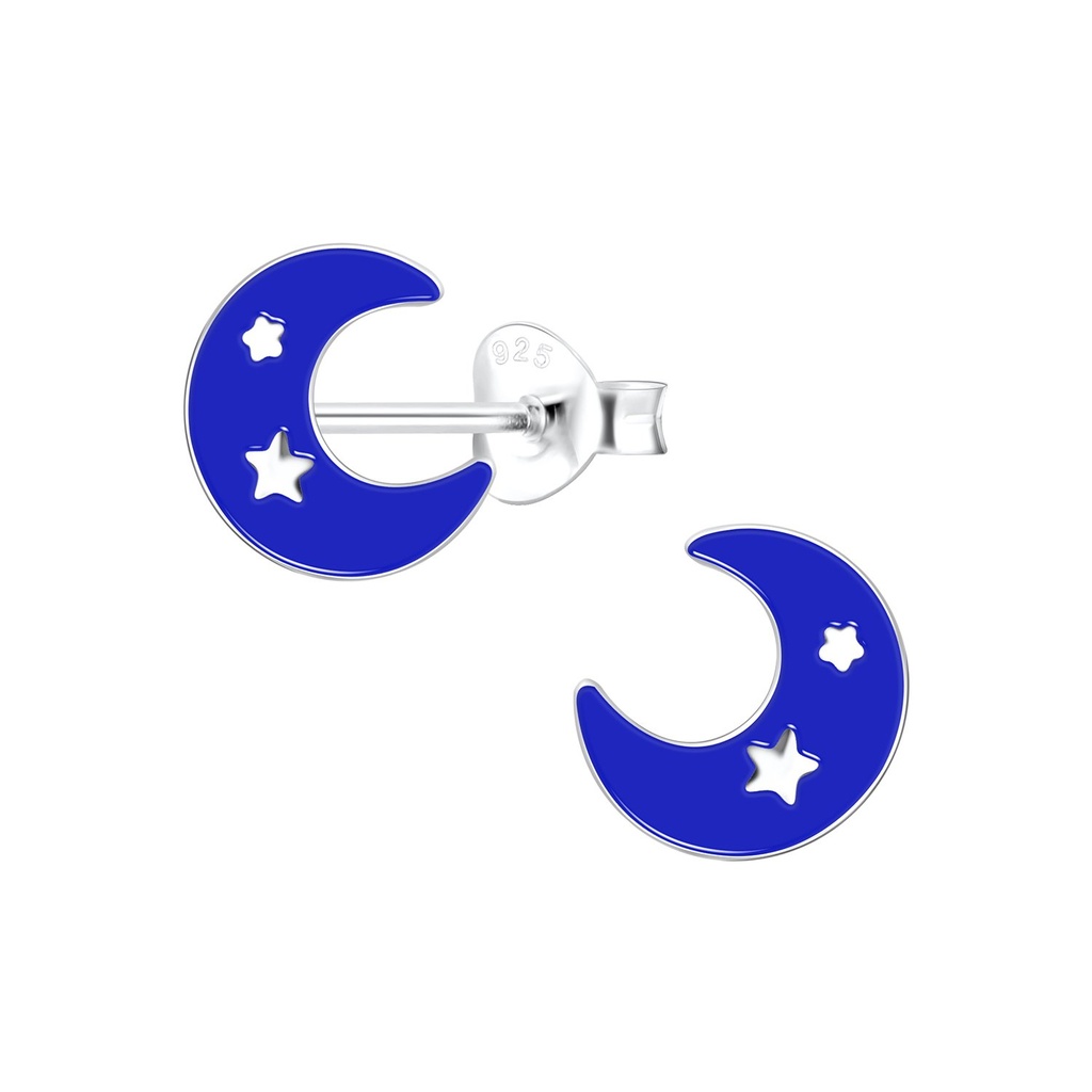 Silver Moon Stud Earrings