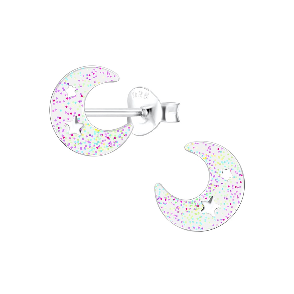 Puces d'oreilles lune en argent