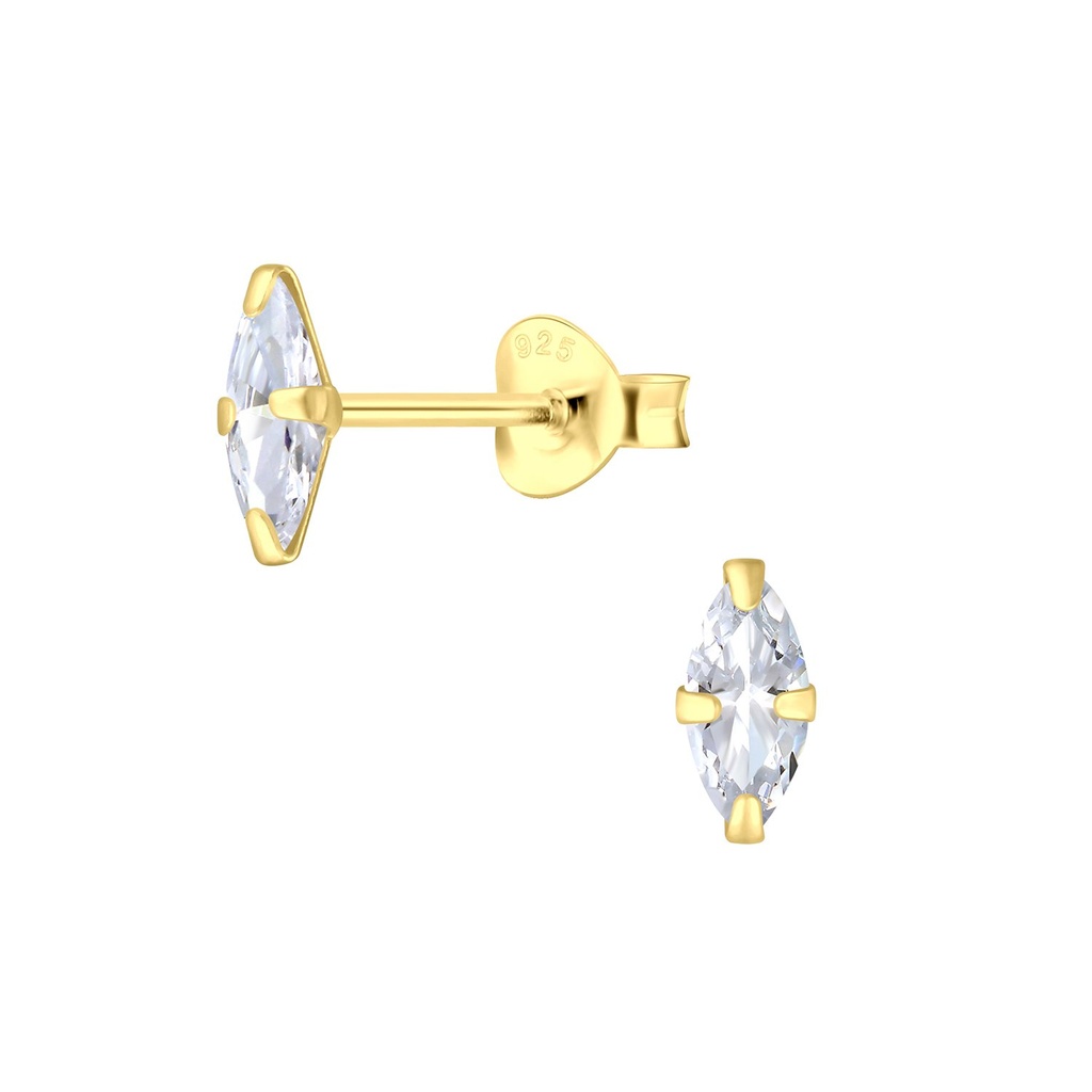 3x6mm Marquise Cubic Zirconia Silver Stud Earrings